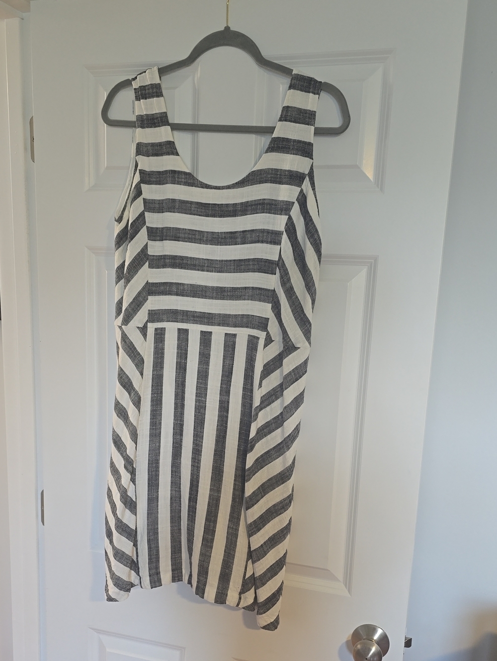 Striped Sleeveless Mini Dress in Black and White